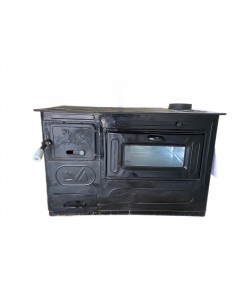 Produs resigilat Soba pe lemne cu plita si cuptor Tip A 80x44x75 cm, negru,cos dreapta