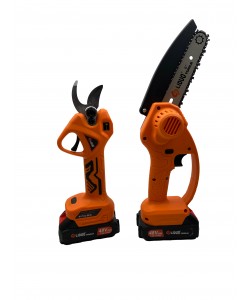 Set Foarfeca gradina si MiniDrujba Liduo, 2 acumulatori 48V,  1.5Ah cu brat 2m telescopic, unghi taiere reglabil