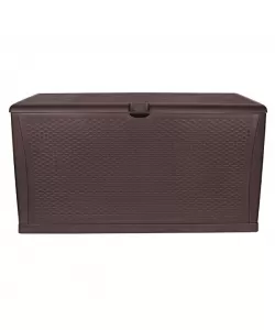 Cutie de depozitare stil rattan, cafea, fără balama 460 L  Cutie de depozitare stil rattan, cafea, fără balama 460 L