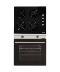 Pachet Incorporabil Cuptor Hausberg HB-8051IN, Electric, Putere 2000 W, 76 l, 4 Functii, Clasa A, Negru/Inox, Plita incorporabila Hausberg HB-563, Gaz, 4 arzatoare, Negru