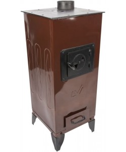 Soba pe lemne din tabla emailata 7.7 KW., culoare maro 