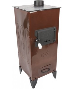 Soba pe lemne din tabla emailata 7.7 KW., culoare maro 