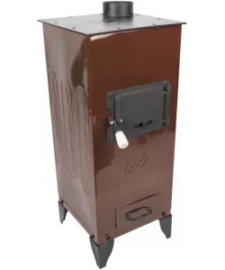 Soba pe lemne din tabla emailata 7.7 KW., culoare maro  Soba pe lemne din tabla emailata 7.7 KW., culoare maro