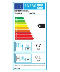 Soba pe lemne din tabla emailata 7.7 KW., culoare neagra