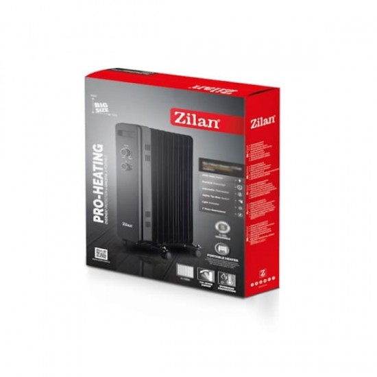 Calorifer electric zilan  Negru, putere 2500W, 11 elementi, siguranta la cadere