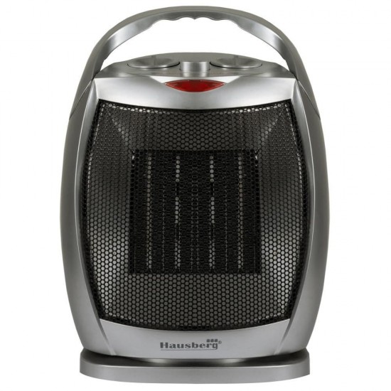 Radiator ceramic Hausberg , 1500 W, element de incalzire ceramic, ventilare/aer cald/aer fierbinte, maner integrat