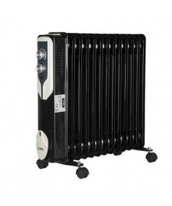 Calorifer electric Floria ,Negru 2500 W, 13 elementi, 3 trepte de putere, Termostat reglabil, Protectie supra-incalzire, Indicator luminos,ZLN-3673