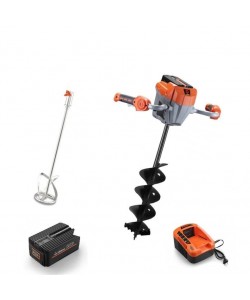 Pachet E808T+E805C+E806C+EP60+EC50 Cap motor antrenare, paleta 120mm, burghiu 150mm, acumulator 40V/6Ah, incarcator 40V/5A