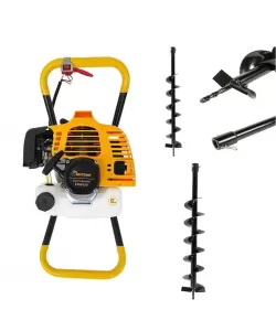 Motoburghiu DDT-Mustang, pe benzina cu reductor, 2 Timpi, 6 Cp, 6500 rpm, 52 CC.+ 2 Burghie pamant 100-800 mm si 150-800 mm Motoburghiu DDT-Mustang, pe benzina cu reductor, 2 Timpi, 6 Cp, 6500 rpm, 52 CC.+ 2 Burghie pamant 100-800 mm si 150-800 mm