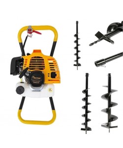 Motoburghiu DDT-Mustang, pe benzina cu reductor, 2 Timpi, 6 Cp, 6500 rpm, 52 CC.+ 3 Burghie pamant 100-800 mm,150-800 mm si 200-800 mm