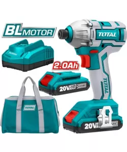 TOTAL - Masina de insurubat cu impact cu acumulator 20V-2.0Ah Li-Ion (2 acumulatori) - Hex 1/4