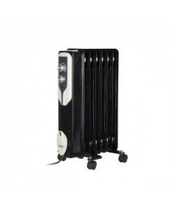 Calorifer electric Floria, Negru 1500 W, 7 elementi, 3 trepte de putere, Termostat reglabil, Protectie supra-incalzire, Indicator luminos