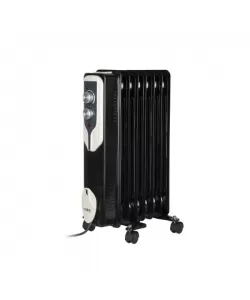 Calorifer electric Floria, Negru 1500 W, 7 elementi, 3 trepte de putere, Termostat reglabil, Protectie supra-incalzire, Indicator luminos Calorifer electric Floria, Negru 1500 W, 7 elementi, 3 trepte de putere, Termostat reglabil, Protectie supra-incalzire, Indicator luminos
