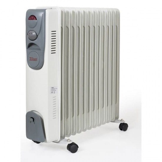 Calorifer electric ZILAN ZLN-2128, 11 elementi, Putere 2500 W, 3 trepte de putere, Termostat de siguranta, Termostat reglabil