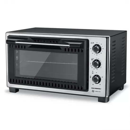 Cuptor electric Hausberg HB-9270IN capacitate 50l, ventilator turbo, Temperatura maxima 230°C, Lampa interior, geam dublu, Negru