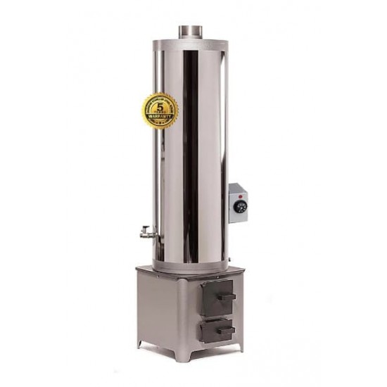 Ansamblu boiler inox 90L lemn/electric, focar Economic