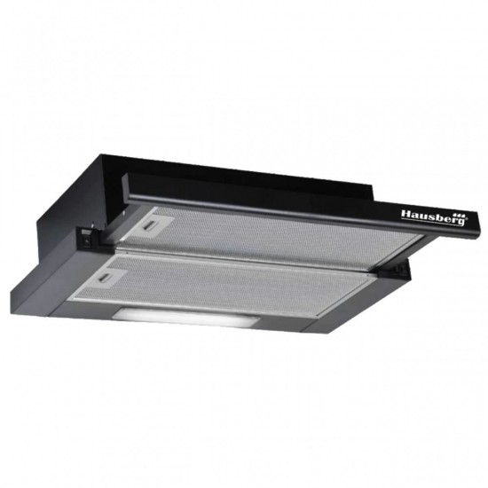 Pachet Hota incorporabila telescopica Hausberg HB-1285NG, absorbtie 420 m3/h, 2 motoare, 60 cm si Plita incorporabila Hausberg HB 555, Gaz, 4 arzatoare, Sistem siguranta, Inox