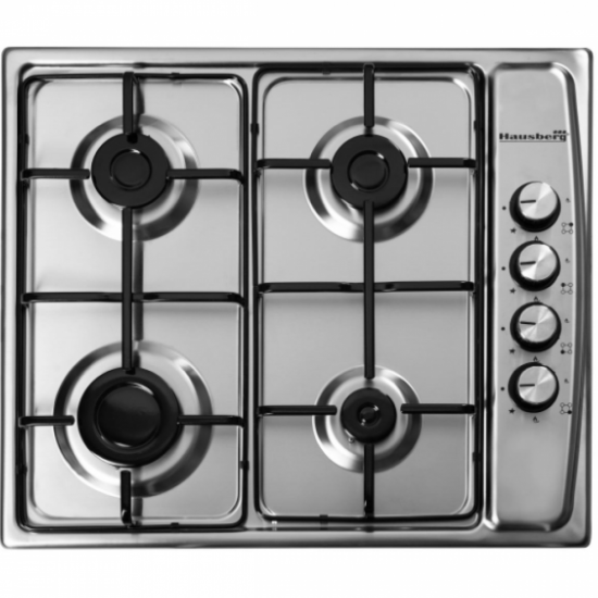 Pachet Hota incorporabila telescopica Hausberg HB-1285, putere de absorbtie 420 m3/h, 2 motoare, 60 cm, Inox si  Plita incorporabila Hausberg HB-555, Gaz, 4 arzatoare, Sistem siguranta - Inox