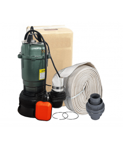 Pompa apa murdara cu turbina, din fonta si plutitor WQD-2000 W + 20m Furtun pompieri 2" cu accesorii