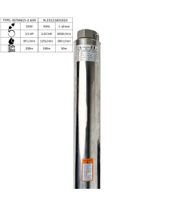 Pompa submersibila Zinith Italy 4STM615, 2.65 KW, 85 L/min 200m, bobinaj cupru, cablu alimentare 20m