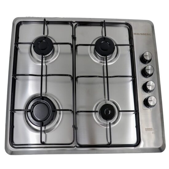 Plita incorporabila HAUSBERG HB-580IN, aprindere electrica, gaz, 4 arzatoare, sistem siguranta, Inox