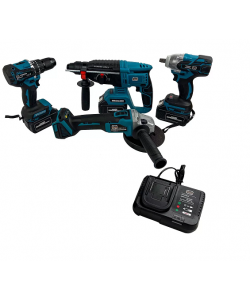 Trusa German Meister, 3 Acumulatori (Autofiletanta, Masina de Impact, Rotopercutor, Polizor Unghiular / Flex) 36V, 5Ah + Accesorii