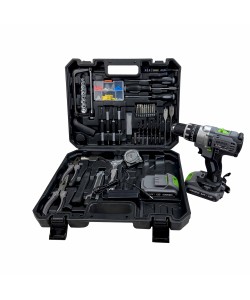 Masina de gaurit si insurubat (Bormasina) Hawek, cu percutie, 110 piese, 24 V, 4Ah cu 2 acumulatori si incarcator