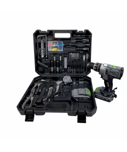 Masina de gaurit si insurubat (Bormasina) Hawek, cu percutie, 110 piese, 24 V, 4Ah cu 2 acumulatori si incarcator Masina de gaurit si insurubat (Bormasina) Hawek, cu percutie, 110 piese, 24 V, 4Ah cu 2 acumulatori si incarcator