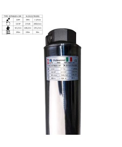 Pompa submersibila Zinith Italy 4STM620, 2.9 KW, 270 L/min, 250m, bobinaj cupru, cablu alimentare 20m