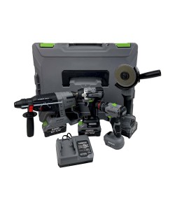 Set 4 piese, Rotopercutor, Masina impact, Polizor si Bormasina, Hawek, 36V 5Ah