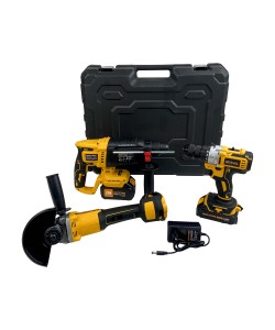 Set 3 scule cu acumulator ROTOR JFTS003-DC, Autofiletanta, Polizor unghiular, Rotopercutor cu distantier, 1x 21V/4Ah si 1x 21V/2Ah