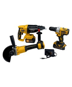 Set 3 scule cu acumulator ROTOR JFTS003-DC, Autofiletanta, Polizor unghiular, Rotopercutor cu distantier, 1x 21V/4Ah si 1x 21V/2Ah