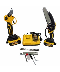 Pachet pentru Gradinarit, Dawreek, Foarfeca + Mini Drujba, 2 Acumulatori, 36V, 3Ah, lama foarfeca rezerva