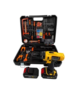 Masina de gaurit si insurubat (Bormasina) cu percutie, Alfa, 2 acumulatori 36V, 120 accesorii, + Lanterna si Manusi