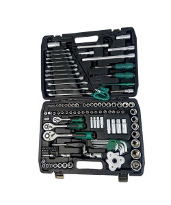 Trusa de scule profesionala 121 piese, tubulare, biti, chei fixe si clichet de 1/4, 1/2 si 3/8