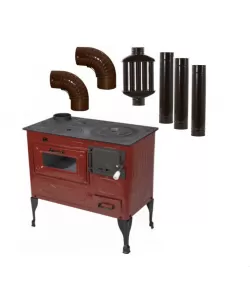 Soba pe lemne cu plita si cuptor, maro, cos stanga 3 Burlane + Recuperator + 2 Coturi Soba pe lemne cu plita si cuptor, maro, cos stanga 3 Burlane + Recuperator + 2 Coturi