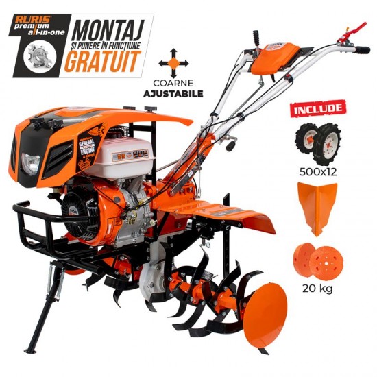 Motosapatoare RURIS 915K + roti cauciuc 5.00-12+rarita+set contragreutati 20kg 15 CP