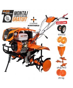 Motosapatoare RURIS 918ACC + roti cauciuc 6.00-12+rarita+plug reversibil rev2+roti metalice 500+set contragreutati 20kg 18 CP