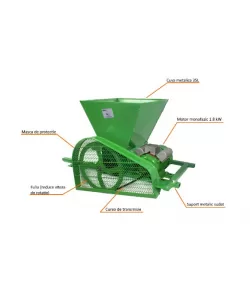 Zdrobitor electric struguri, FERMER ML-GRAPE, 1800W, 1400 rot/min, Volum cuva 35l, 600 kg/h