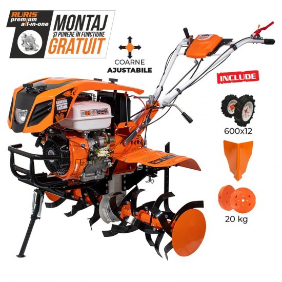 Motosapatoare RURIS 918K + roti cauciuc 6.00-12+rarita+set contragreutati 20kg 18 CP