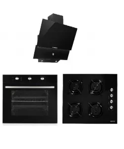 Pachet Incorporabil Cuptor incorporabil Hausberg HB-8053NG, Clasa A, 76L, 2000W, Negru, Plita incorporabila Hausberg HB-563, Gaz, 4 arzatoare, Negru, Hota Incorporabila decorativa Hausberg HB-2285NG, 60 cm, Filtru aluminiu, Negru
