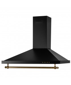 Hota incorporabila decorativa Hausberg HB-1365, putere de absorbtie 650 m3/h, 1 motor, 60 cm, filtru aluminiu, Negru/Auriu