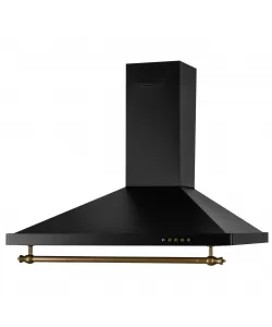 Hota incorporabila decorativa Hausberg HB-1365, putere de absorbtie 650 m3/h, 1 motor, 60 cm, filtru aluminiu, Negru/Auriu