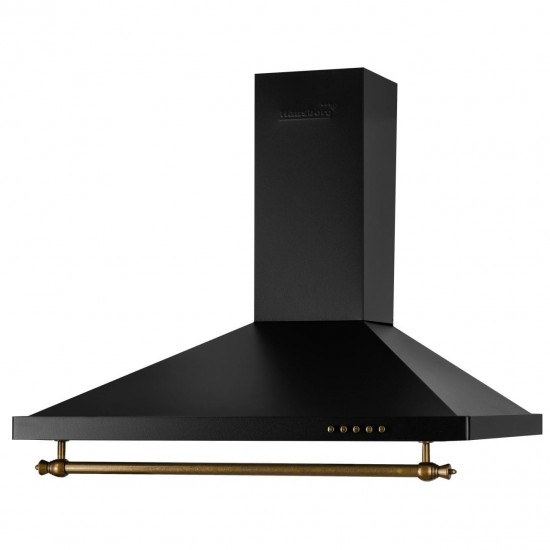Hota incorporabila decorativa Hausberg HB-1365, putere de absorbtie 650 m3/h, 1 motor, 60 cm, filtru aluminiu, Negru/Auriu