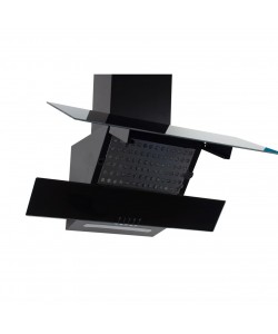 Hota Incorporabila decorativa Hausberg HB-1805NG, 60 cm, putere de absorbtie 450m3/h, Filtru aluminiu, Negru