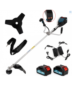  Motocoasa Electrica ruseasca, cu 2 Acumulatori 36V 8Ah, 2 Incarcatoare, 6800 Rpm si Accesorii