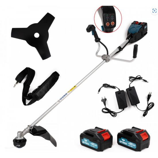 Motocoasa Electrica ruseasca, cu 2 Acumulatori 36V 8Ah, 2 Incarcatoare, 6800 Rpm si Accesorii Motocoasa Electrica ruseasca, cu 2 Acumulatori 36V 8Ah, 2 Incarcatoare, 6800 Rpm si Accesorii
