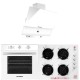 Pachet incorporabil Hausberg HB-8053AB, Electric, Putere 2225 W, 71 l, 6 Functii, Ventilatie, Timer, Clasa A, Plita HB-563AB, Gaz, 4 arzatoare, Hota decorativa HB-2285AB, 60 cm, Filtru aluminiu, Alb