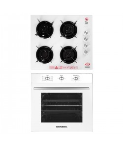 Pachet incorporabil Hausberg HB-8053AB, Electric, 2225 W, 71 l, 6 Functii, Ventilatie, Timer, Clasa A, Plita incorporabila Hausberg HB-563, Gaz, 4 arzatoare, Alb