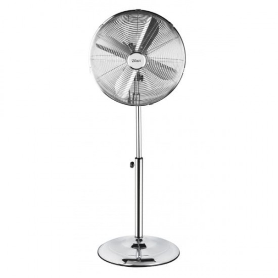 Ventilator inox cu picior ZİLAN , putere 50 W, cu 3 trepte de viteza, oscilatie automata, debit 6000mc/h, maner pentru transport facil, 4 pozitii de ajustare pe verticala, Inaltime reglabila 88-120 cm